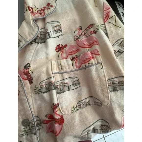 Nick & Nora Flannel Pajama Tops Lot 2 Womens XL Owl RV Button Up Novelty - Picture 5 of 9